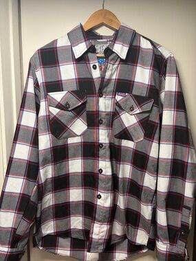 DIXXON Black White Gray Plaid Button-Down Shirt